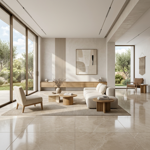 Sala minimalista con acabados premium